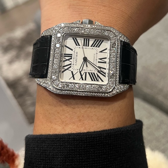 Cartier Santos 100 Diamond Watch - Picture 6 of 16